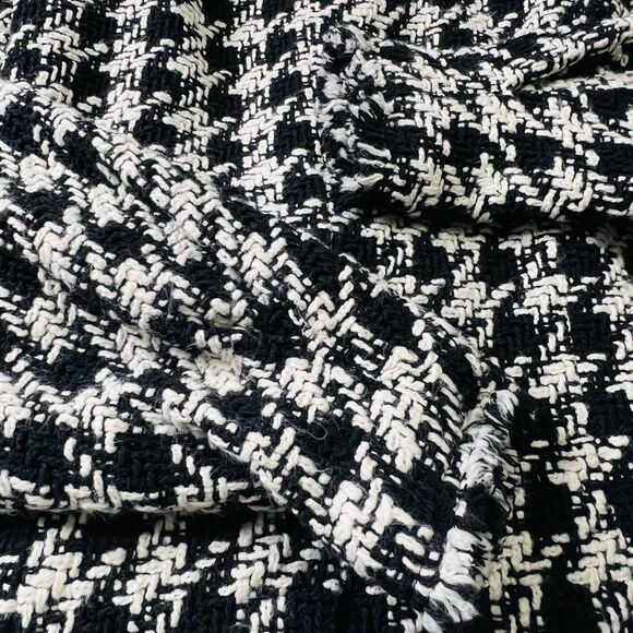 Joie Womens Black White Awel Houndstooth Twill Fringe Open Front Jacket Sz Large - Picture 6 of 6